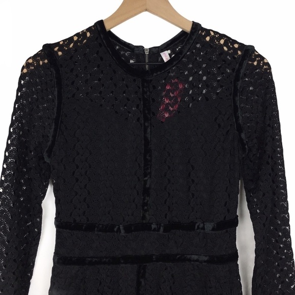 XHILARATION Dress Velvet Crochet Long Sleeve Whimsigoth Dark Academia Small NWT - Picture 3 of 11